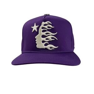Hellstar Records Purple Flame Head Star Logo Snapback Hat Adjustable Trucker Cap